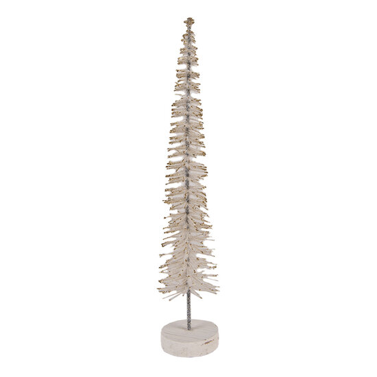Clayre & Eef | Decoratie Kerstboom Beige Goudkleurog ø 6x30 cm | 66316BE