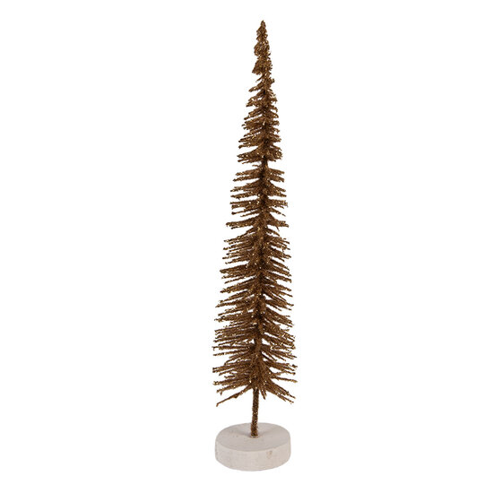 Clayre & Eef | Decoratie Kerstboom Bruin Goudkleurig ø 6x30 cm | 66316BR