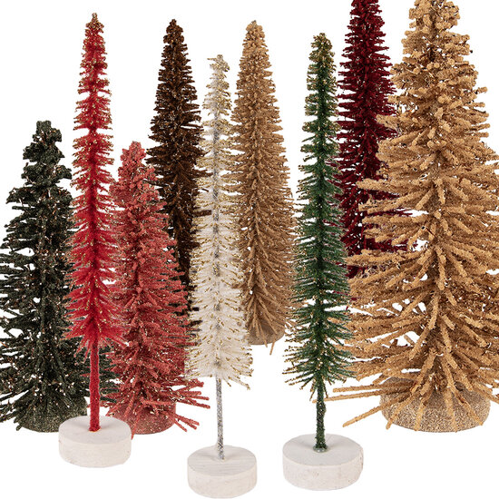 Clayre & Eef | Decoratie Kerstboom Groen Goudkleurig ø 6x30 cm | 66316GR