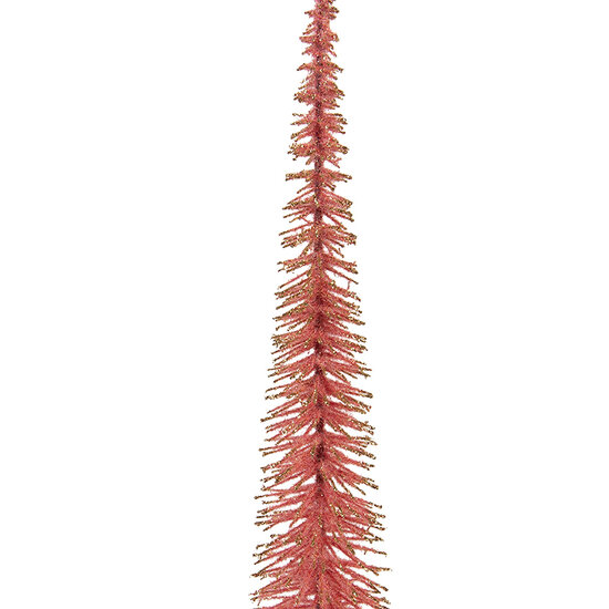 Clayre & Eef | Decoratie Kerstboom Roze Goudkleurig ø 8x40 cm | 66317P