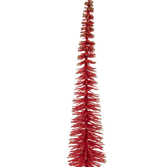 Clayre & Eef | Decoratie Kerstboom Rood Goudkleurig ø 8x40 cm | 66317R