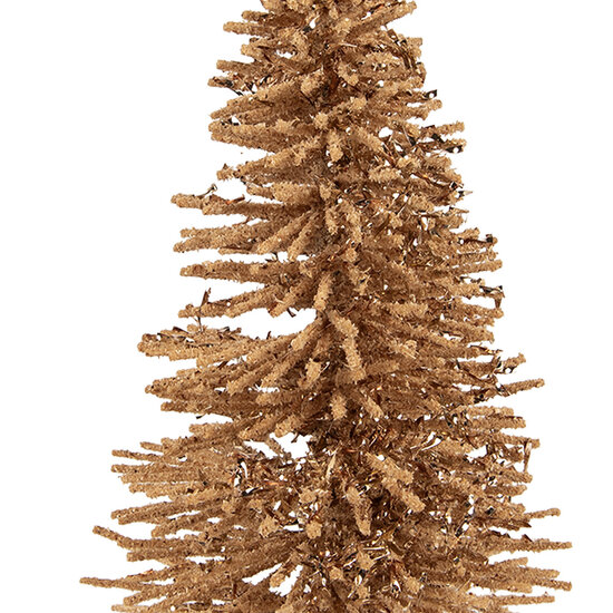 Clayre & Eef | Decoratie Kerstboom Beige Goudkleurig ø 14x25 cm | 66318BE