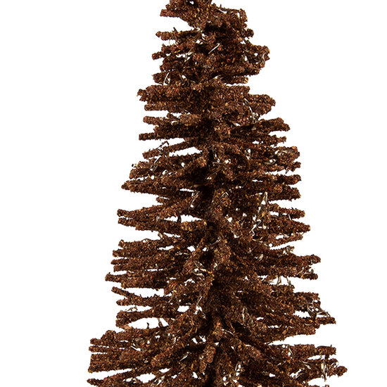 Clayre & Eef | Decoratie Kerstboom Bruin Goudkleurig ø 14x25 cm | 66318BR