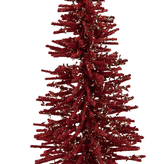 Clayre & Eef | Decoratie Kerstboom Rood Goudkleurig ø 14x25 cm | 66318R