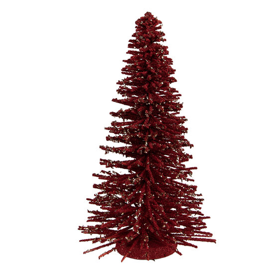 Clayre & Eef | Decoratie Kerstboom Rood Goudkleurig ø 17x30 cm | 66319R