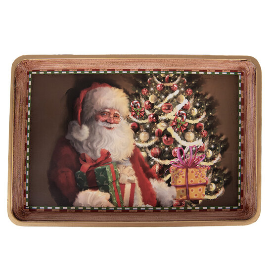 Clayre & Eef | Decoratief Dienblad Bruin Rood 31x22x2 cm | 66401