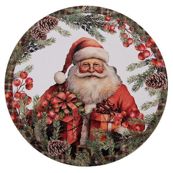 Clayre & Eef | Onderbord Wit Rood ø 40x1 cm | 66403