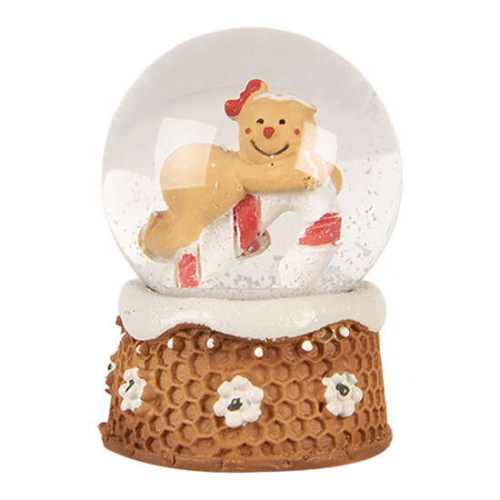 Clayre & Eef | Sneeuwbol met Peperkoekpop Bruin Beige ø 5x7 cm | 66404