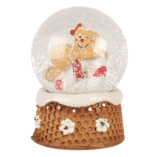 Clayre & Eef | Sneeuwbol met Peperkoekpop Bruin Beige ø 5x7 cm | 66404