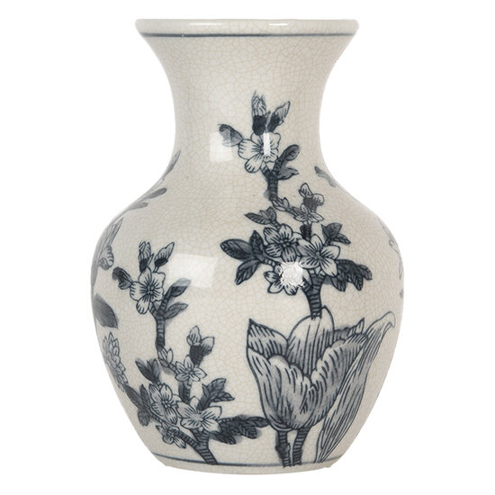 Clayre & Eef | Vaas Wit Blauw ø 10x16 cm | 6CE2077