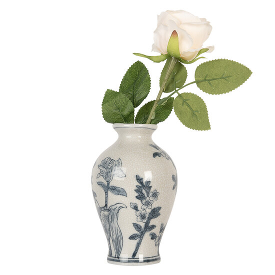 Clayre & Eef | Vaas Wit Blauw ø 9x15 cm | 6CE2078