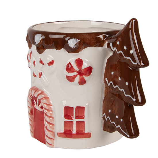 Clayre & Eef | Mok Wit Bruin 13x10x11 cm / 400 ml | 6CEMU0205