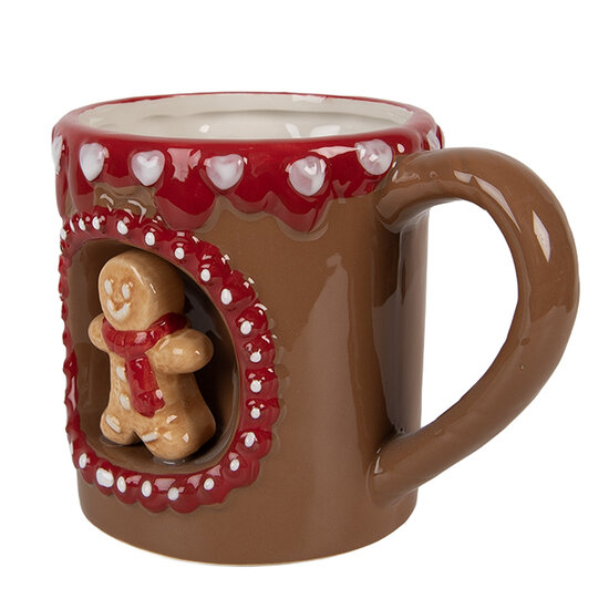 Clayre & Eef | Mok Bruin Rood 14x10x10 cm / 375 ml | 6CEMU0207