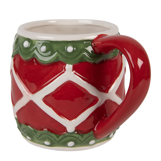Clayre & Eef | Mok Rood Groen 13x10x9 cm / 375 ml | 6CEMU0208