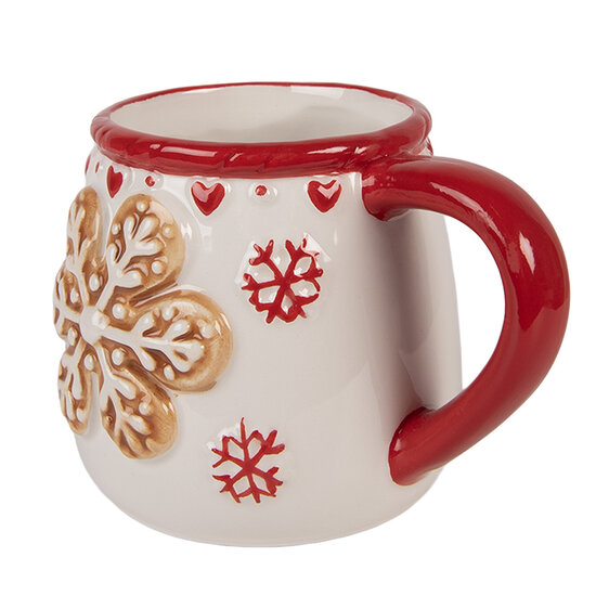 Clayre & Eef | Mok Wit Rood 13x10x10 cm / 375 ml | 6CEMU0209