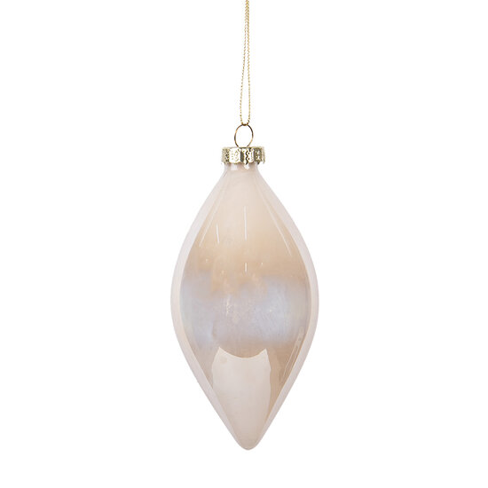 Clayre & Eef | Kerstbal Beige ø 7x13 cm | 6GL5120