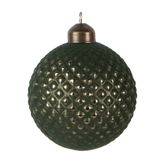Clayre & Eef | Kerstbal Groen ø 8x9 cm | 6GL5126