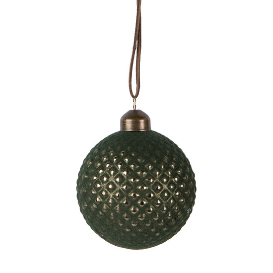 Clayre & Eef | Kerstbal Groen ø 8x9 cm | 6GL5126