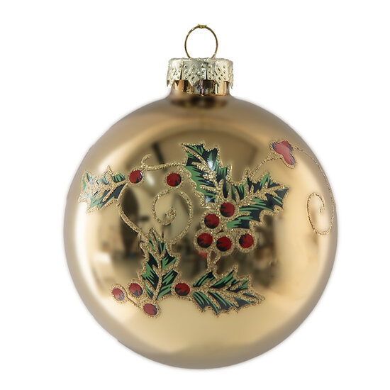 Clayre & Eef | Kerstbal Goudkleurig Groen ø 8x8 cm | 6GL5134