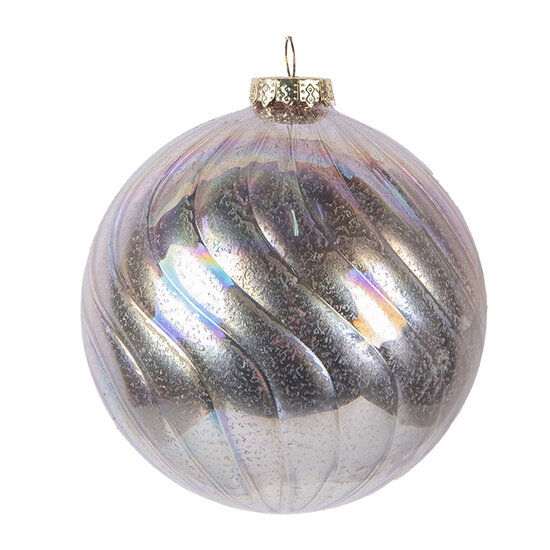 Clayre & Eef | Kerstbal Roze Zilverkleurig ø 10x10 cm | 6GL5144