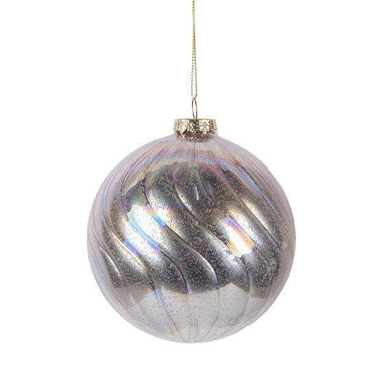 Clayre & Eef | Kerstbal Roze Zilverkleurig ø 10x10 cm | 6GL5144