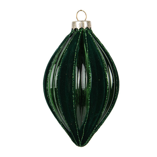 Clayre & Eef | Kerstbal Groen ø 7x12 cm | 6GL5155
