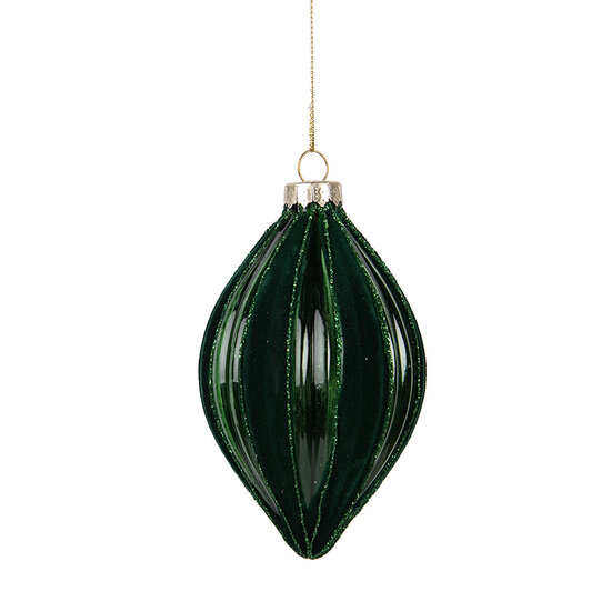 Clayre & Eef | Kerstbal Groen ø 7x12 cm | 6GL5155