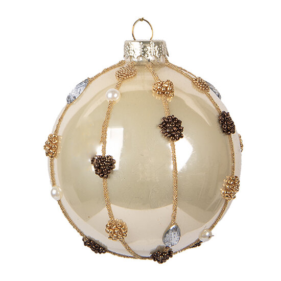 Clayre & Eef | Kerstbal Beige ø 8x8 cm | 6GL5164