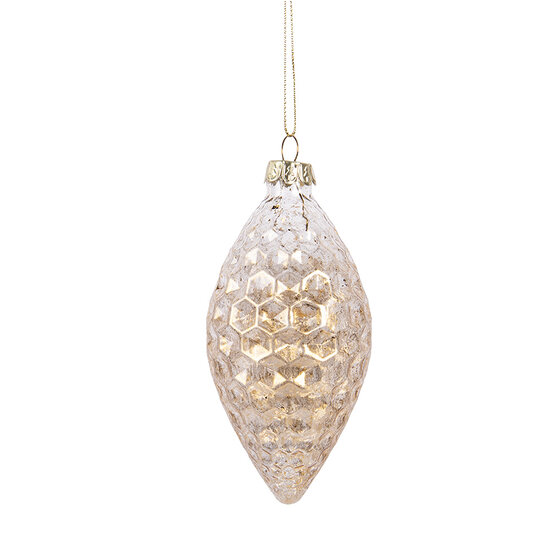 Clayre & Eef | Kerstbal Goudkleurig ø 6x12 cm | 6GL5166
