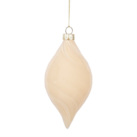 Clayre & Eef | Kerstbal Beige ø 7x13 cm | 6GL5169