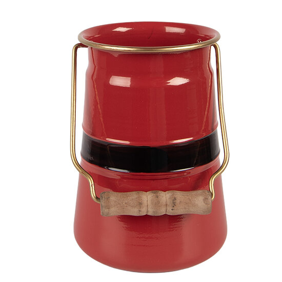 Clayre & Eef | Decoratie Melkbus Rood Zwart 12x10x16 cm | 6Y5903