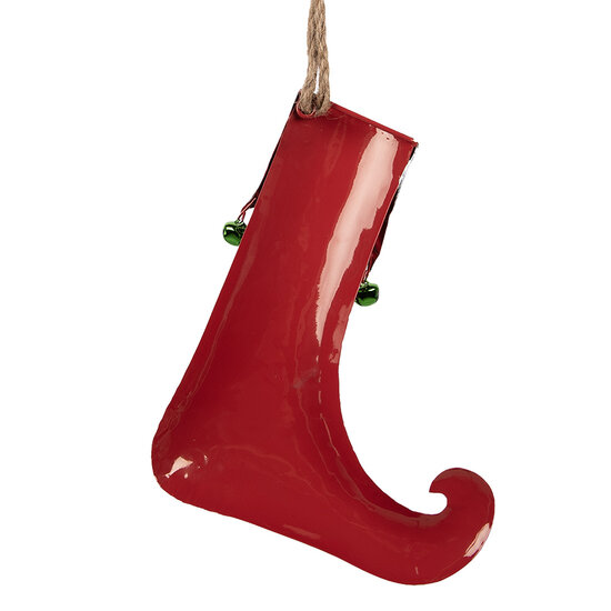 Clayre & Eef | Decoratie Kerstsok Rood Wit 21x4x26 cm | 6Y5927