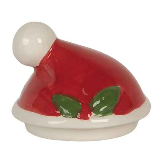 Mok met deksel Wit Rood Sneeuwpop Keramiek 13x9x22 cm / 300 ml / 375 ml