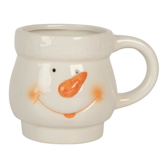 Mok met deksel Wit Rood Sneeuwpop Keramiek 13x9x22 cm / 300 ml / 375 ml