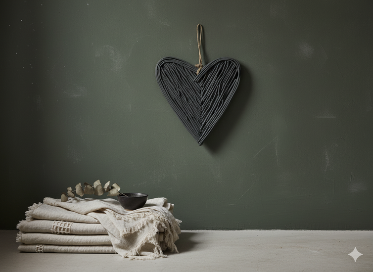Wanddecoratie hanger hart hout grijs 60 cm | 801472 | Home Sweet Home