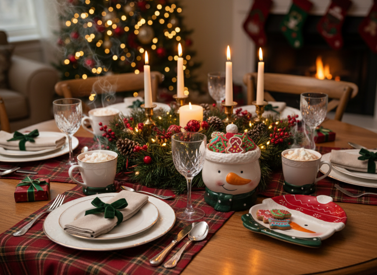 Set van 2 Voorraadpot + bordje sneeuwpop wit rood groen 16 x 12 - 20,5 x 16 cm