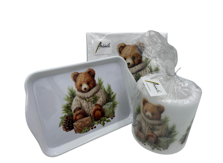 Set: Kaars - 20 servetten - dienblad Cuddle bear | 928977 | Ambiente