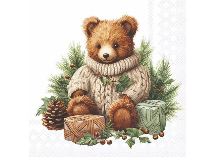 Set: Kaars - 20 servetten - dienblad Cuddle bear | 928977 | Ambiente