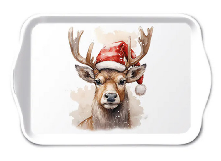 Set: Kaars - 20 servetten - dienblad Deer with Santa hat | 514547 | Ambiente