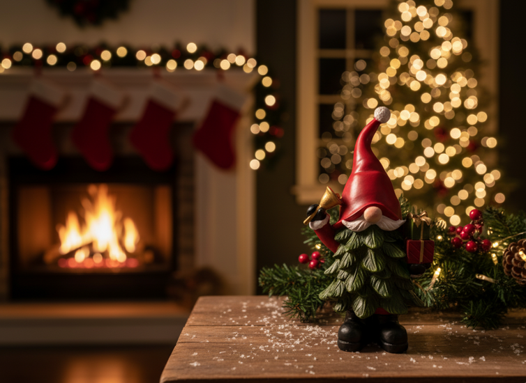 Beeld Gnoom kerstboom cadeautjes 22 x 13 cm - Sommerfield