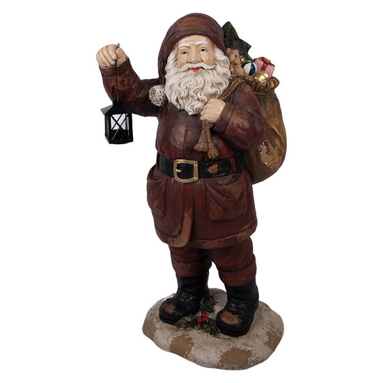 Clayre &amp; Eef | Kerstdecoratie Kerstman Rood Bruin 37x39x82 cm | 5MG0072
