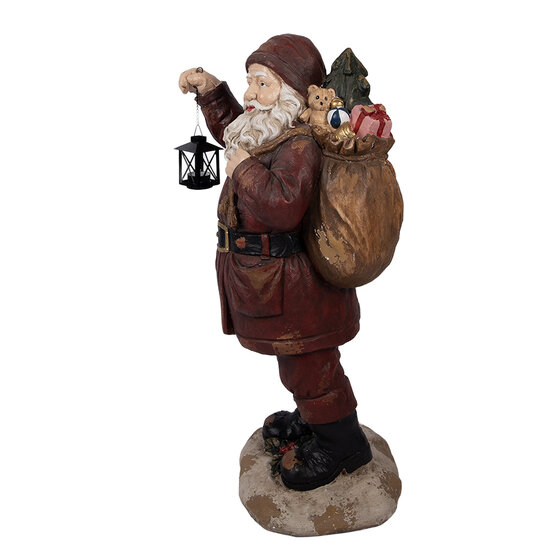 Clayre &amp; Eef | Kerstdecoratie Kerstman Rood Bruin 37x39x82 cm | 5MG0072