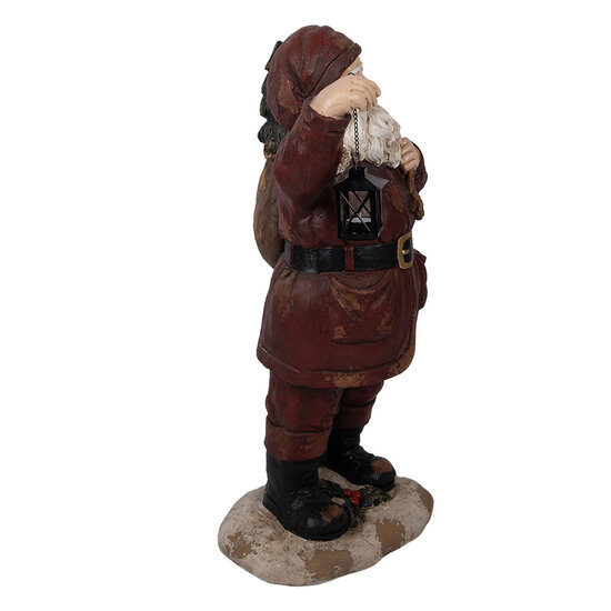 Clayre &amp; Eef | Kerstdecoratie Kerstman Rood Bruin 37x39x82 cm | 5MG0072