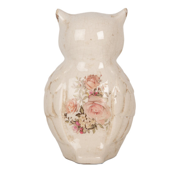 Clayre &amp; Eef | Decoratie Beeld Uil Beige Roze 13x12x22 cm | 6CE1961L