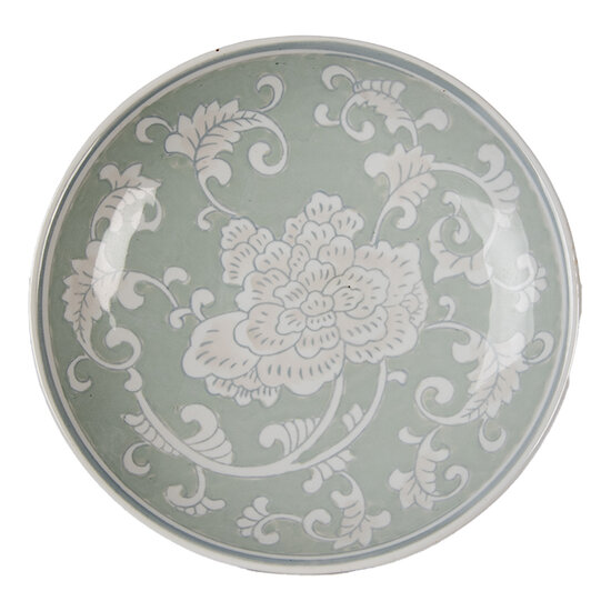 Clayre &amp; Eef | Taartplateau op voet Wit Groen &oslash; 21x11 cm | 6CE2380