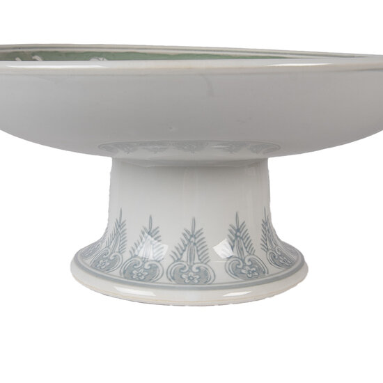 Clayre &amp; Eef | Taartplateau op voet Wit Groen &oslash; 26x13 cm | 6CE2381