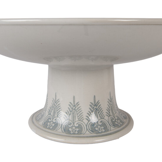 Clayre &amp; Eef | Taartplateau op voet Wit Groen &oslash; 32x15 cm | 6CE2382