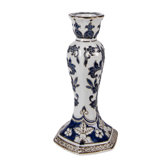Clayre &amp; Eef | Kandelaar Wit Blauw &oslash; 11x21 cm | 6CE2384S