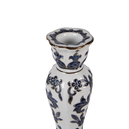 Clayre &amp; Eef | Kandelaar Wit Blauw &oslash; 11x21 cm | 6CE2384S