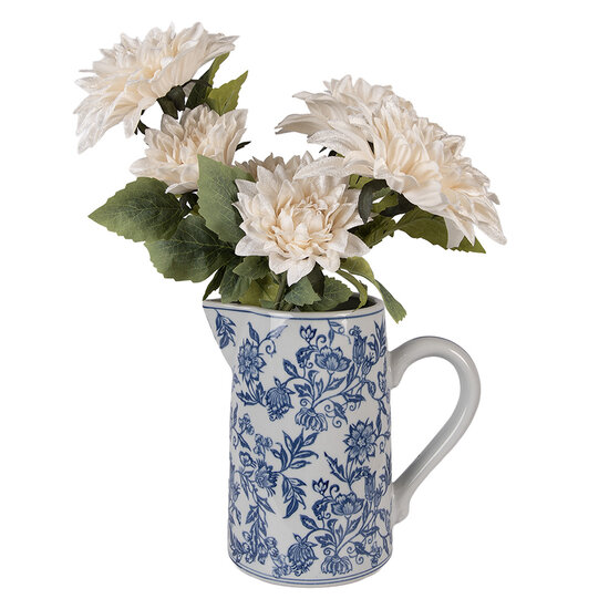 Clayre &amp; Eef | Decoratieve Schenkkan Wit Blauw 21x13x21 cm | 6CE2385